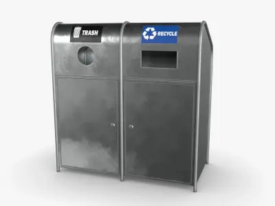 Trash can 01 Low-poly 3D model