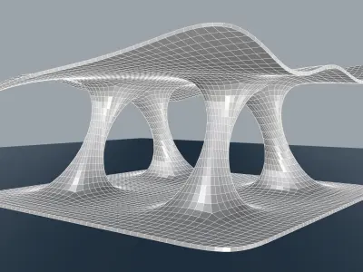 Wavy Pavilion Smooth Columns Low-poly 3D model