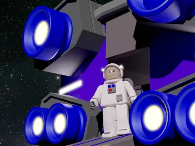 Sci-fi Spaceship and Character Low-poly 3D model