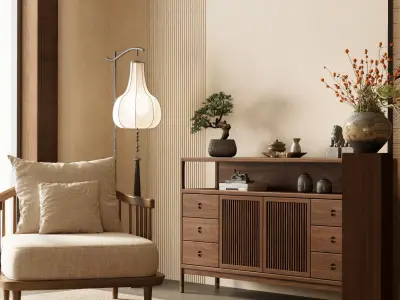 Chinese-style Entryway Cabinet 3D model