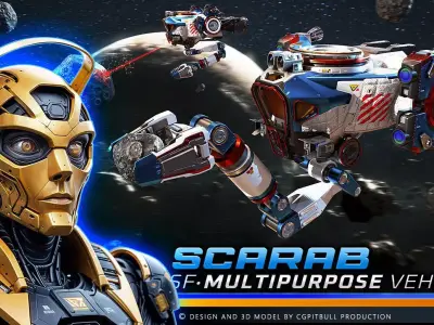SCARAB Multi purpose Vehicle Spacecraft  Low-poly 3D model
