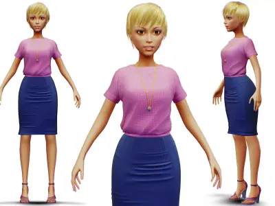 Young Woman - Smart Casual Clothes - Chic Street Style Outfit HP 3D model
