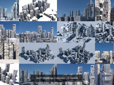 Sci-Fi Buildings Collection 3D Model Pack