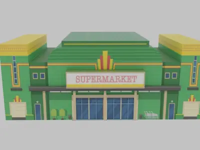 Market Building Low-poly 3D model buy