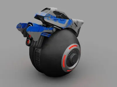 one wheel  futuristic vehicle  3D model