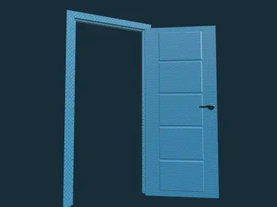 Modern Blue Hexagon Patterned Door 3D model