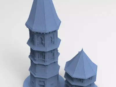 Germanic Medieval Tower 2 Towers 3D model