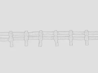 wooden fence Low-poly 3D model