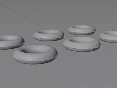 Realistic Inflatable Pool Rings Pack 3D model