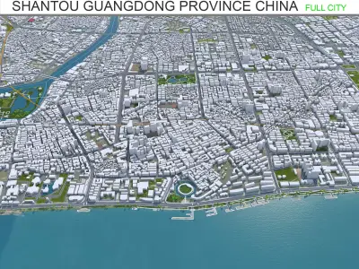 Shantou Guangdong Province China 90km AI Low-poly 3D model