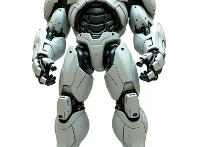 Massive White Mech Armor Suit Black Core 3D Sci-Fi Robot Low-poly 3D model