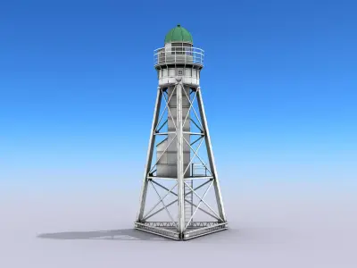 White Metal Lighthouse Low-poly 3D model