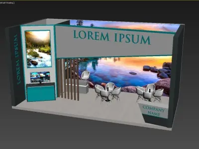 Booth Exhibition Stand Stall 8x4m Height 400 cm 1 Side Open 3D model