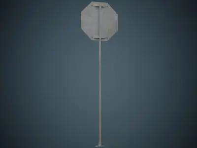 Stop Sign 1A Low-poly 3D model