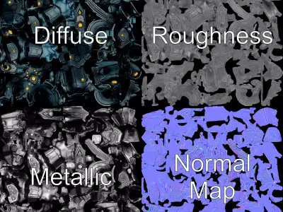 Futuristic Guardian Robot model pack Low-poly 3D model