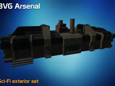 Sci-fi exterior set Low-poly 3D model