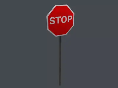 Stop Sign 3D Model Low-poly 3D model