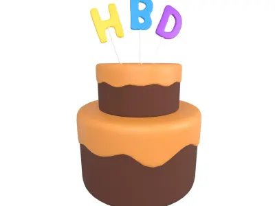 Birthday Cake v1 005 Low-poly 3D model