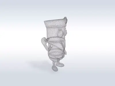 Cartoon character t pose flask back to school 3D model