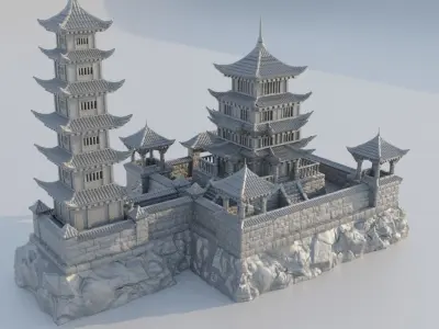 Samurai Temple Tabletop Terrain 28 mm 3D print model