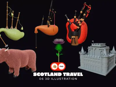 Scotland Travel 3D Illustration 3D model