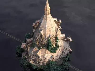 Medieval Lion Tower Overgrown Turret Tower 6  3D model