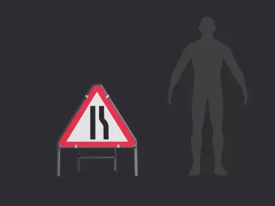 Road Narrows Right Triangular Road Sign Low-poly 3D model