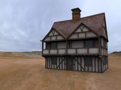 Veranda old tudor style house 3D model