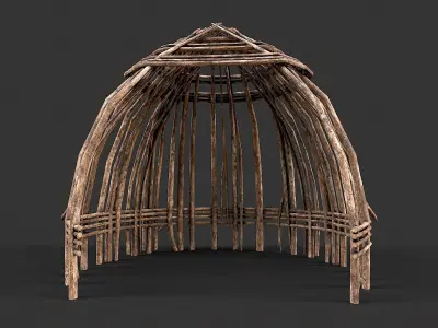 Primitive Wood Stick Jungle Shelter 6 Low-poly 3D model