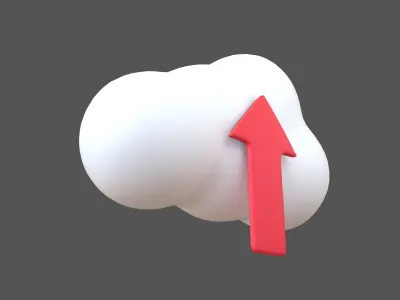Cloud Upload Icon v1 004 Low-poly 3D model