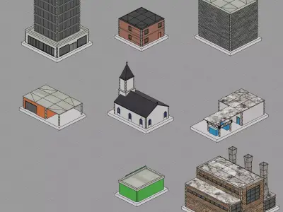 Low Poly City Pack Game Ready Buildings Low-poly 3D model