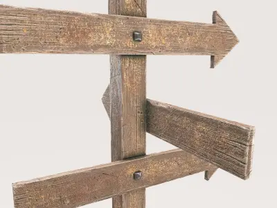 Wooden Dirty Signpost Low-poly 3D model