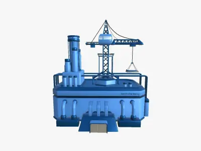 SciFi Factory A03 Blue - Sci Fi Exterior Design Low-poly 3D model