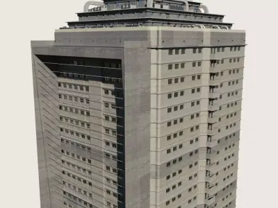 Building Skyscraper City Town Downtown Street Futuristic Utopia Low-poly 3D model 15
