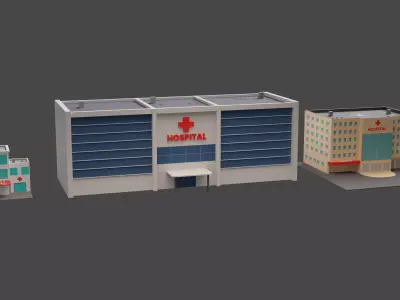 Set of hospitals low-poly Low-poly 3D model