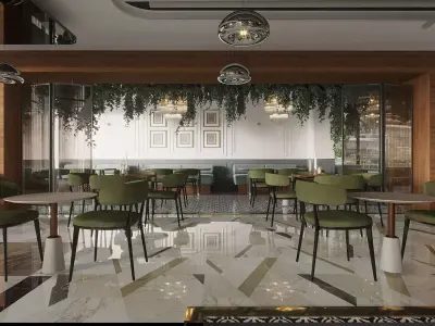 Restaurant And Out Door Caffe  Low-poly 3D model