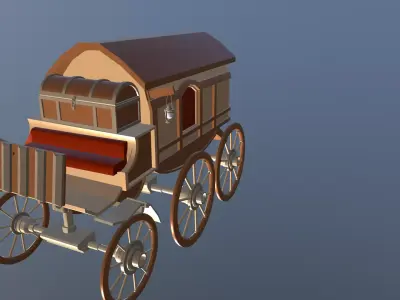 Medieval Trade Wagon Low-poly 3D model