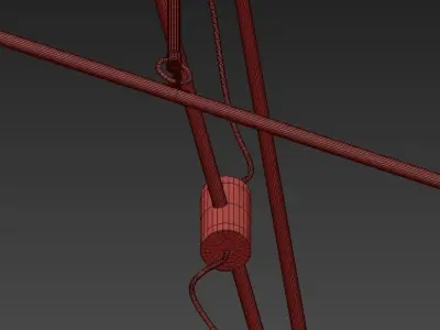 Hanging modern chandelier with four arms 3D model