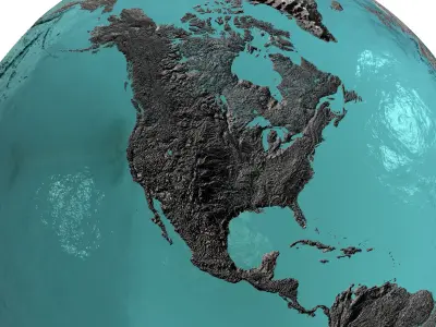 Earth Water 3D Globe Hillshade  Low-poly 3D model