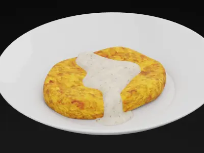 Fried Chicken Plate Low-poly 3D model