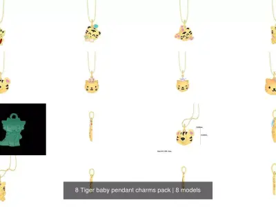 8 Tiger baby pendant charms pack