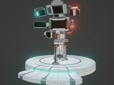 Sci-Fi Control Room Set Low-poly 3D model