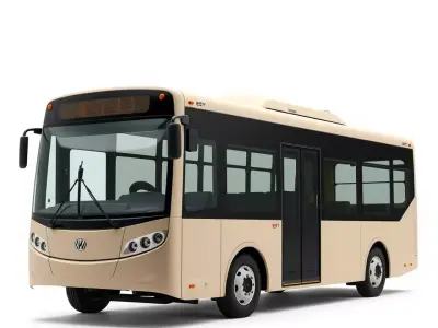 Beige City Bus model pack Low-poly 3D model