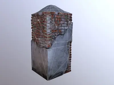 Low poly Wall brick with hole in it Low-poly 3D model