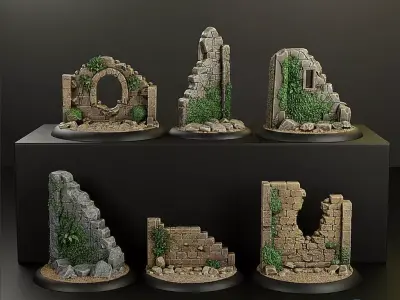 Ancient Ivy Ruins Set - Fantasy Terrain for RPGs Pre-supported 3D print model
