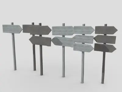 Wooden Sign Set Low-poly 3D model
