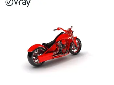 Stylish Cruiser Motorcycle Model Pack with Chrome Detailing Low-poly 3D model