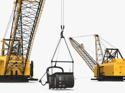  Open Pit Mining Dragline Excavator Yellow Simplified 