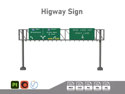Highway Sign 06 Low-poly 3D model