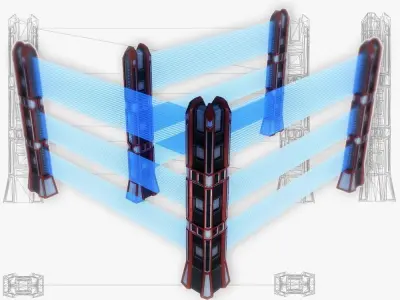 Energy fence pack 01 sci-fi low poly Low-poly 3D model